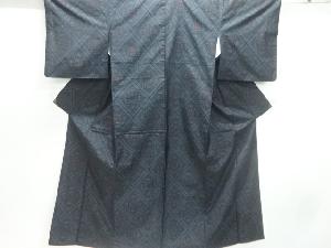 菱に花模様織出し本場泥大島紬着物